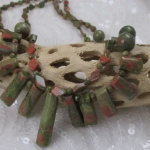 Double Strand Gemstone Unakite Necklace