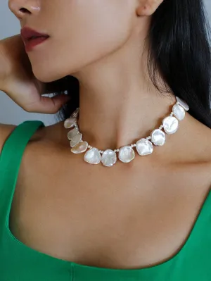 Elegant Natural Baroque Large Petal Pearl Necklaces