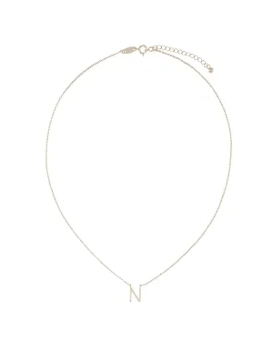 Elly Lou Timeless Initial Necklace - N- Silver