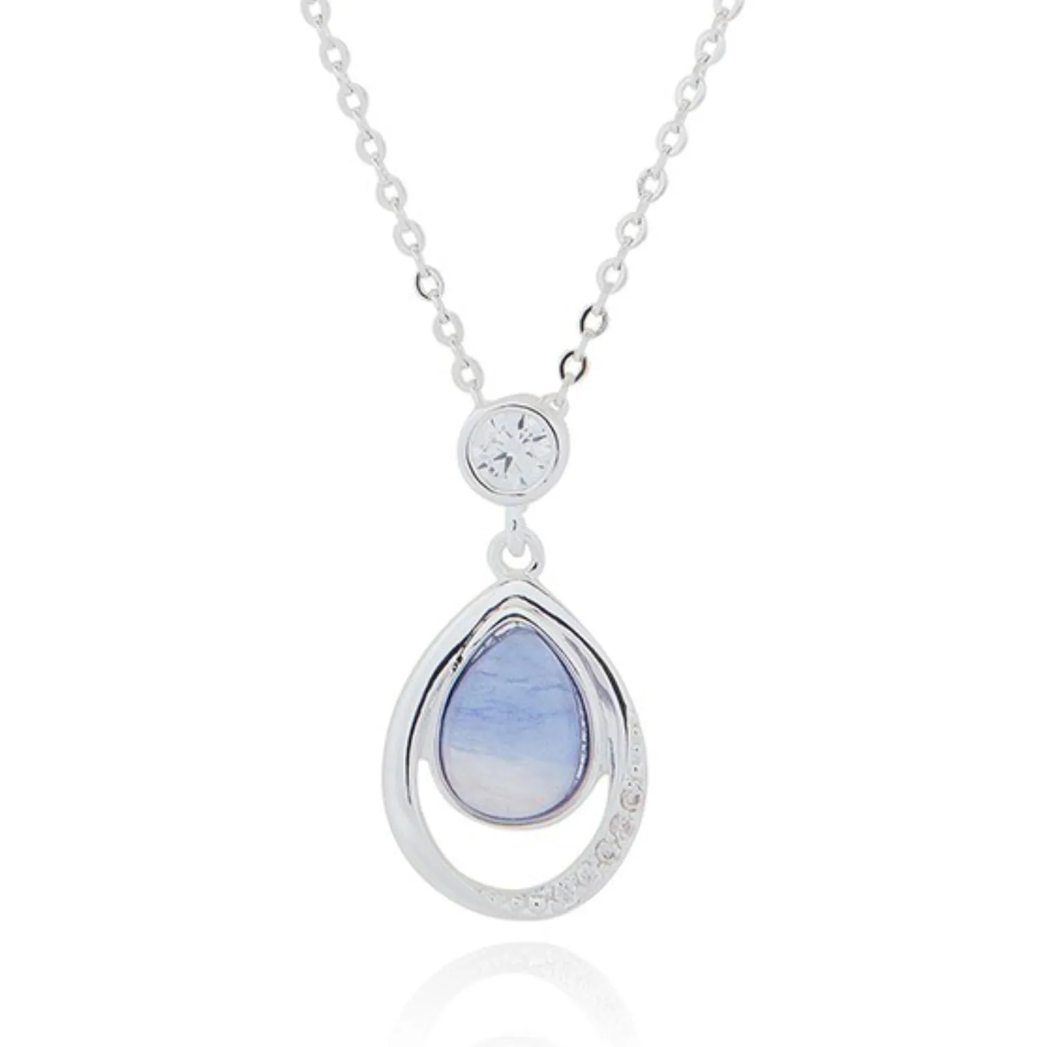 Equilibrium Silver Plated Blue Candy Twisted Teardrop Necklace