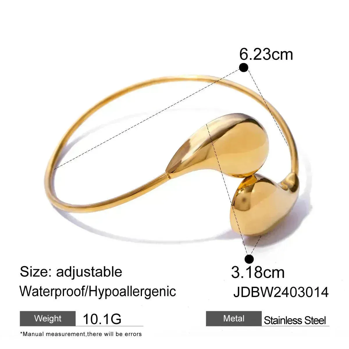 Fashion Jewelry 18K Gold Stainless Steel Irregular Drop-shaped Bracelet for Women Wedding Bracelet