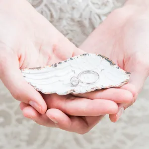 Feather Wing Iron Favor Dish in Distressed White White