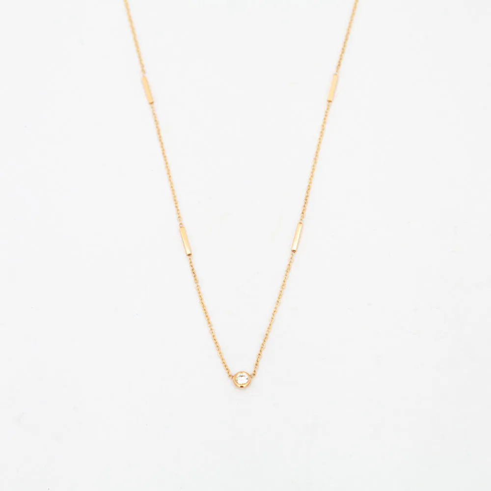 Floating Diamond and Tiny Bar Station Necklace