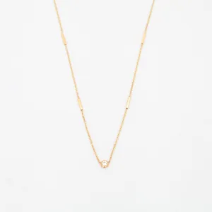 Floating Diamond and Tiny Bar Station Necklace