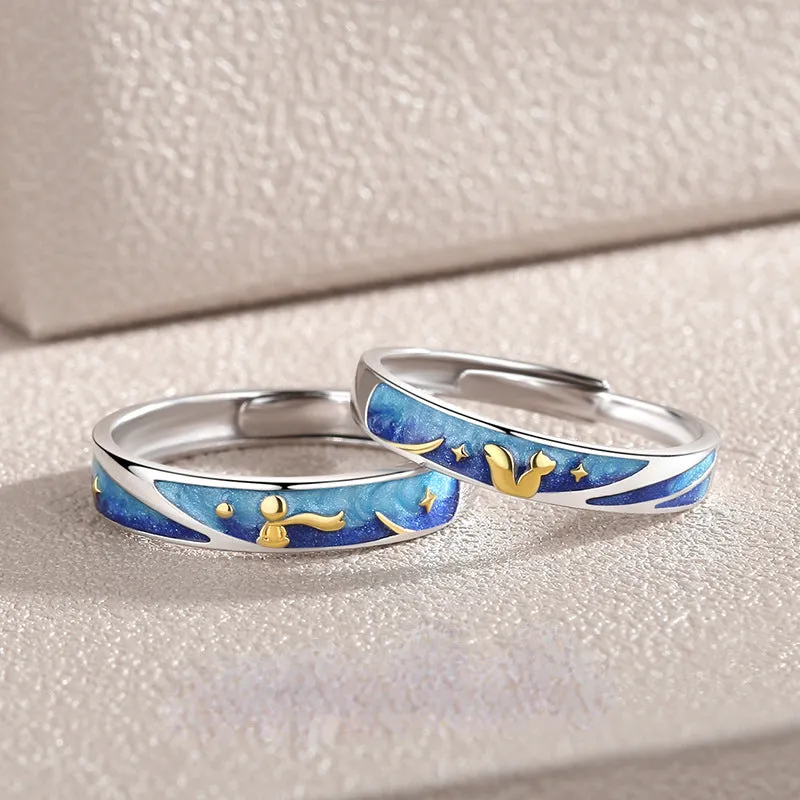 Galaxy Theme Cute Couple Rings Set for Two