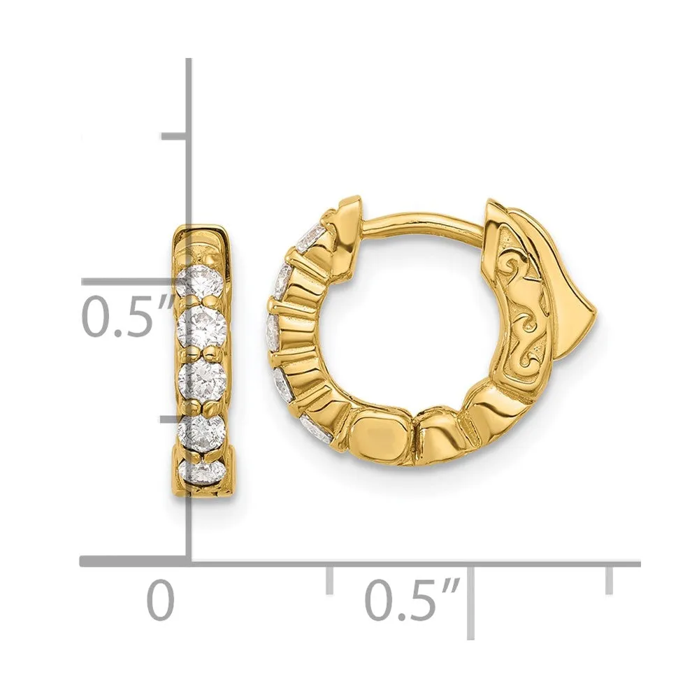 Gold 0.46ct 10-2.25mm Round Hoop with Safety Clasp Diamond Earrings - Model XE3258AA