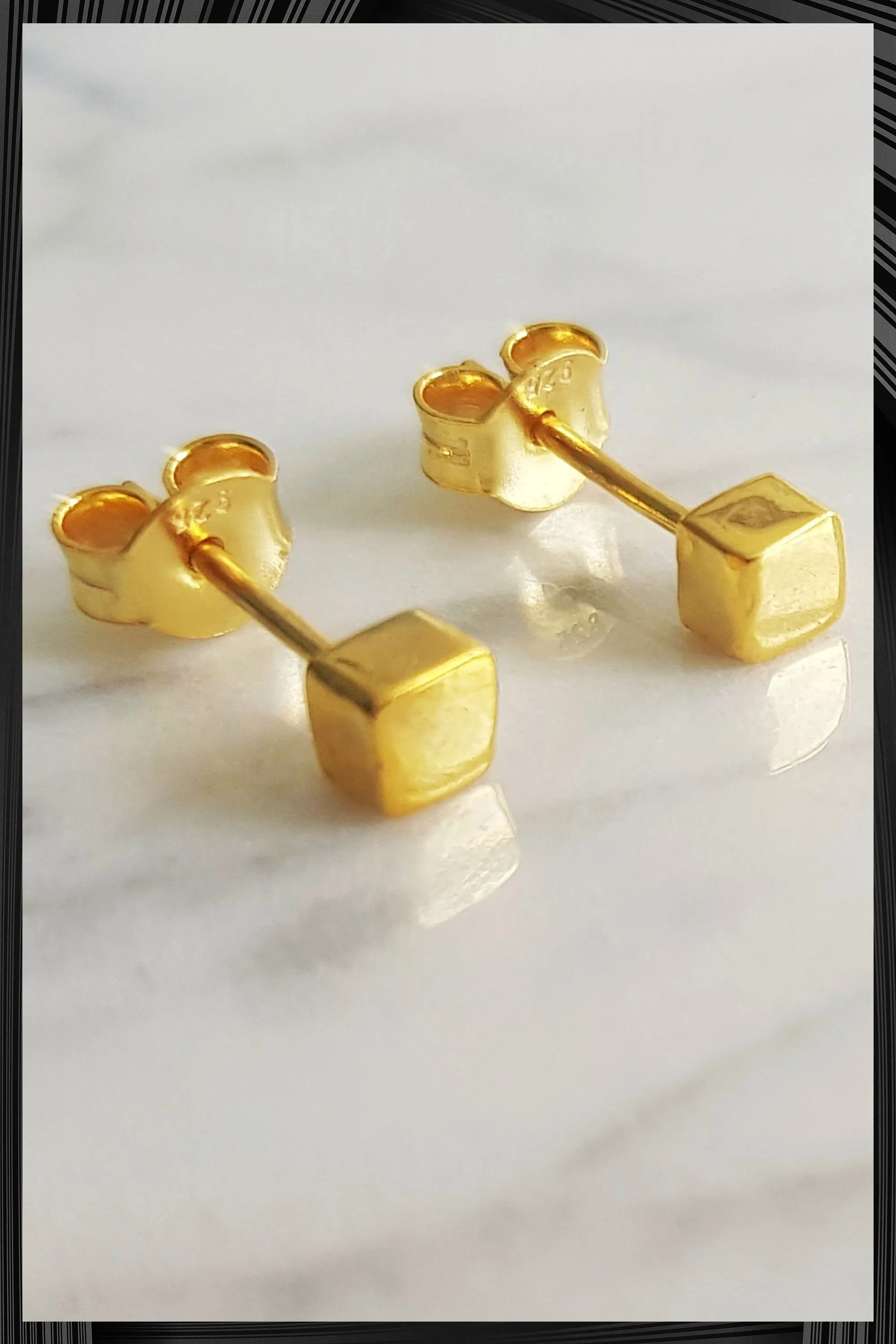 Gold Cube Earrings | Quick Shipping