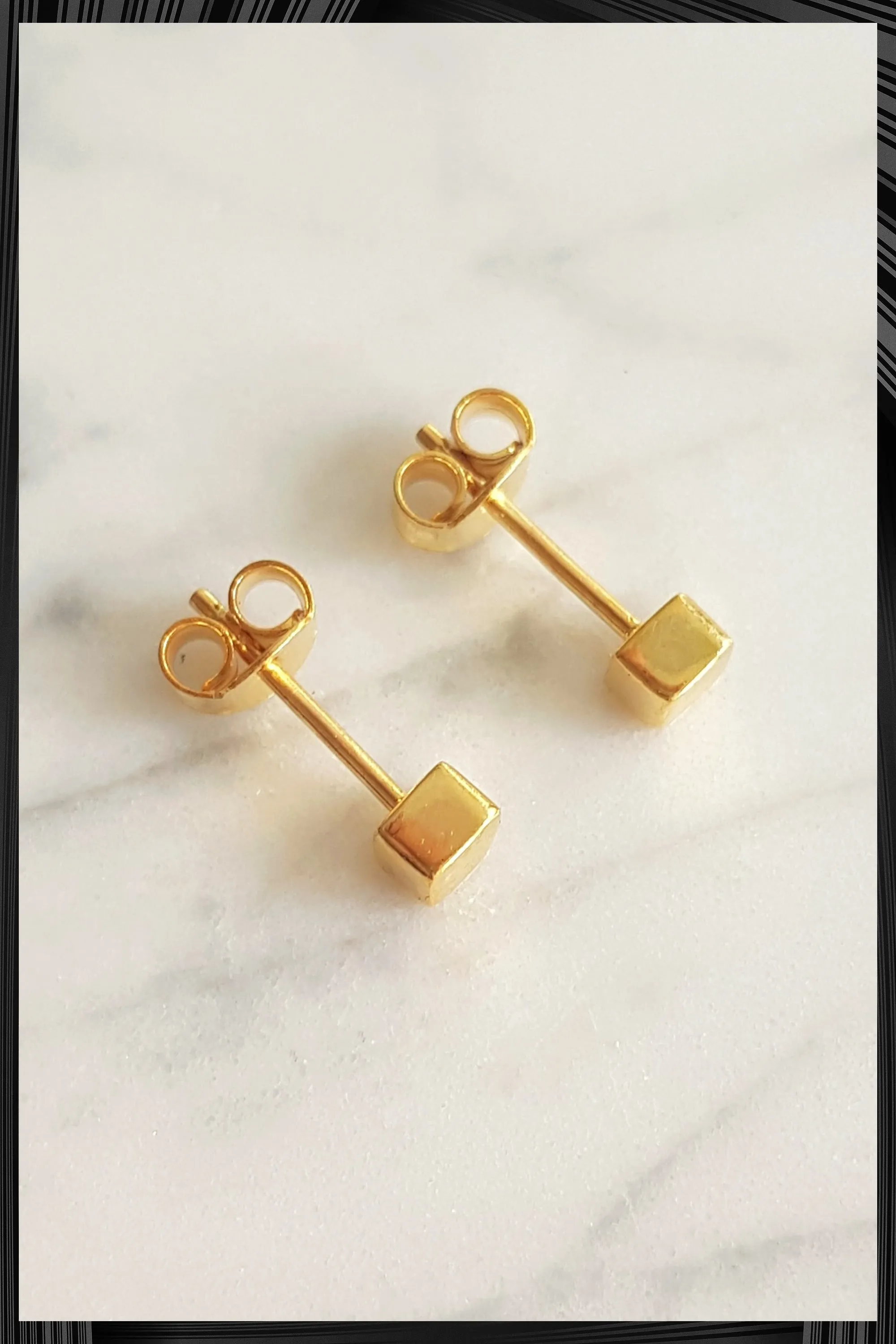 Gold Cube Earrings | Quick Shipping