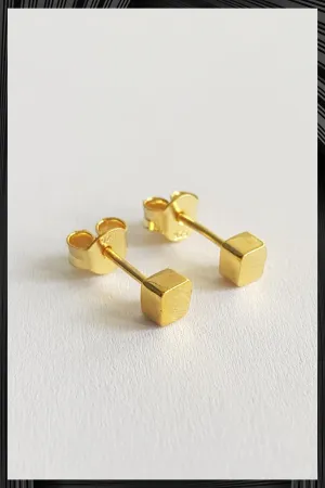 Gold Cube Earrings | Quick Shipping