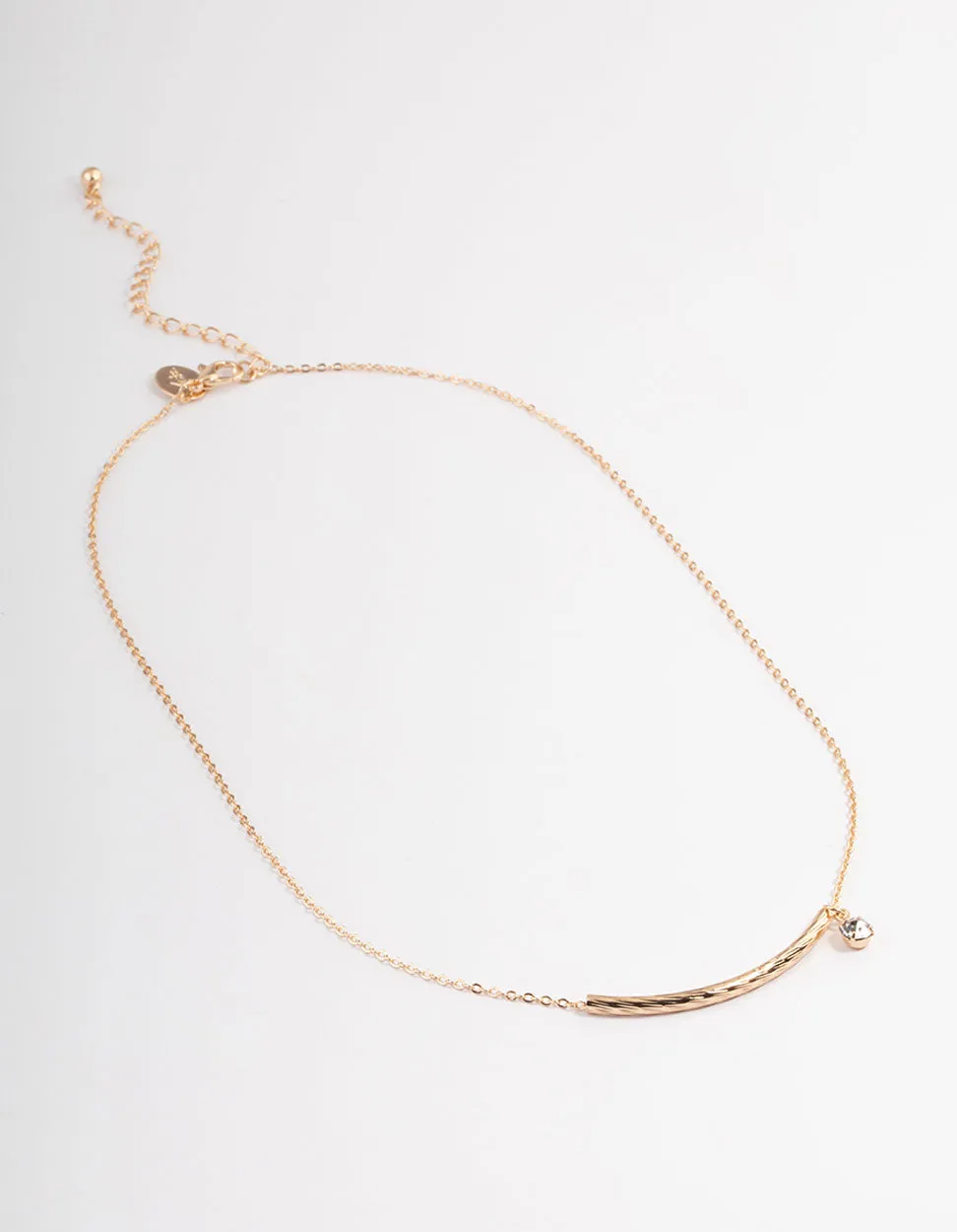 Gold Curve Bar & Diamante Necklace