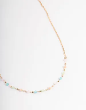 Gold Dainty Bead Necklace