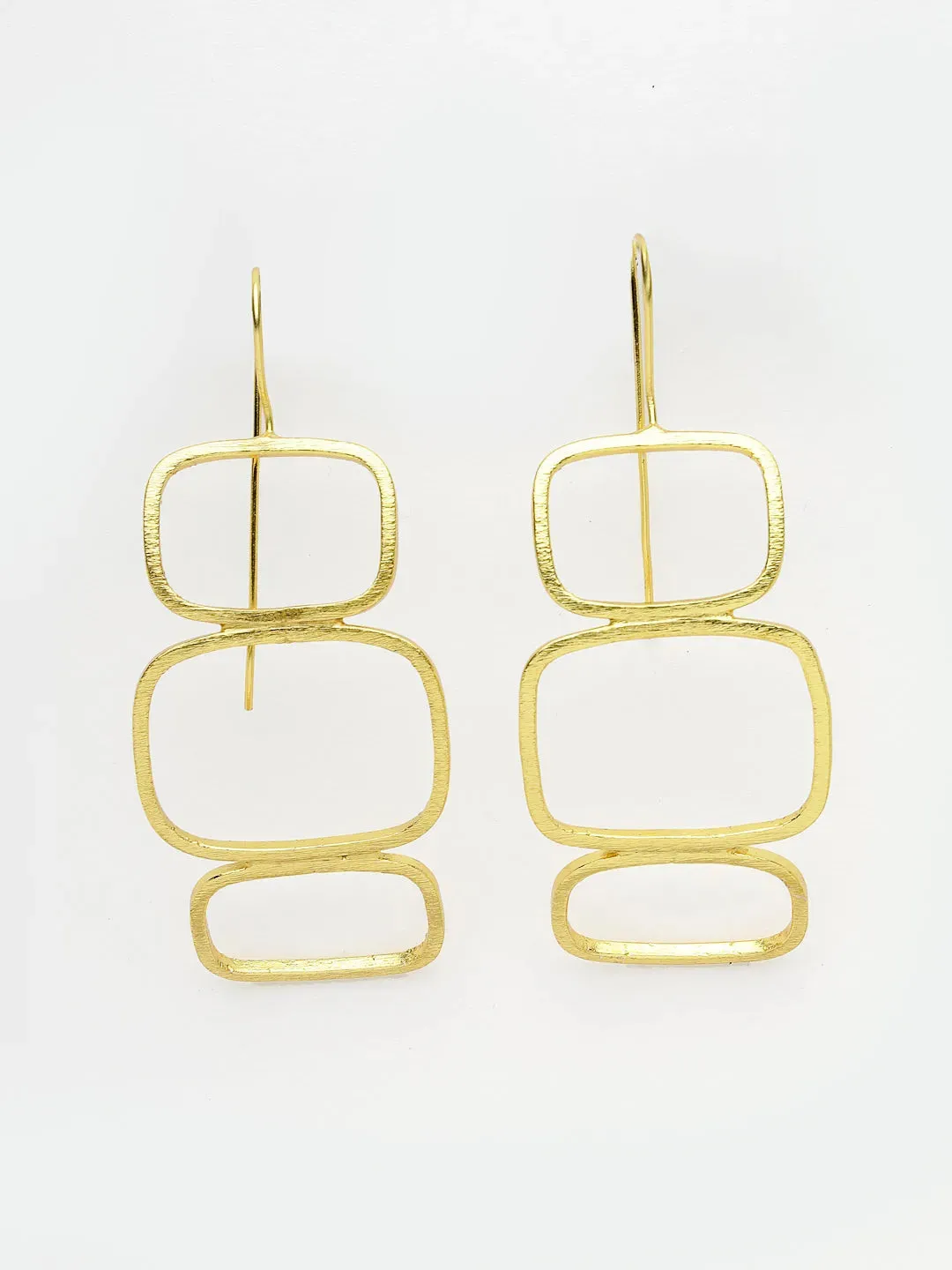 Gold-plated Contemporary Fish Hook Drop Earrings