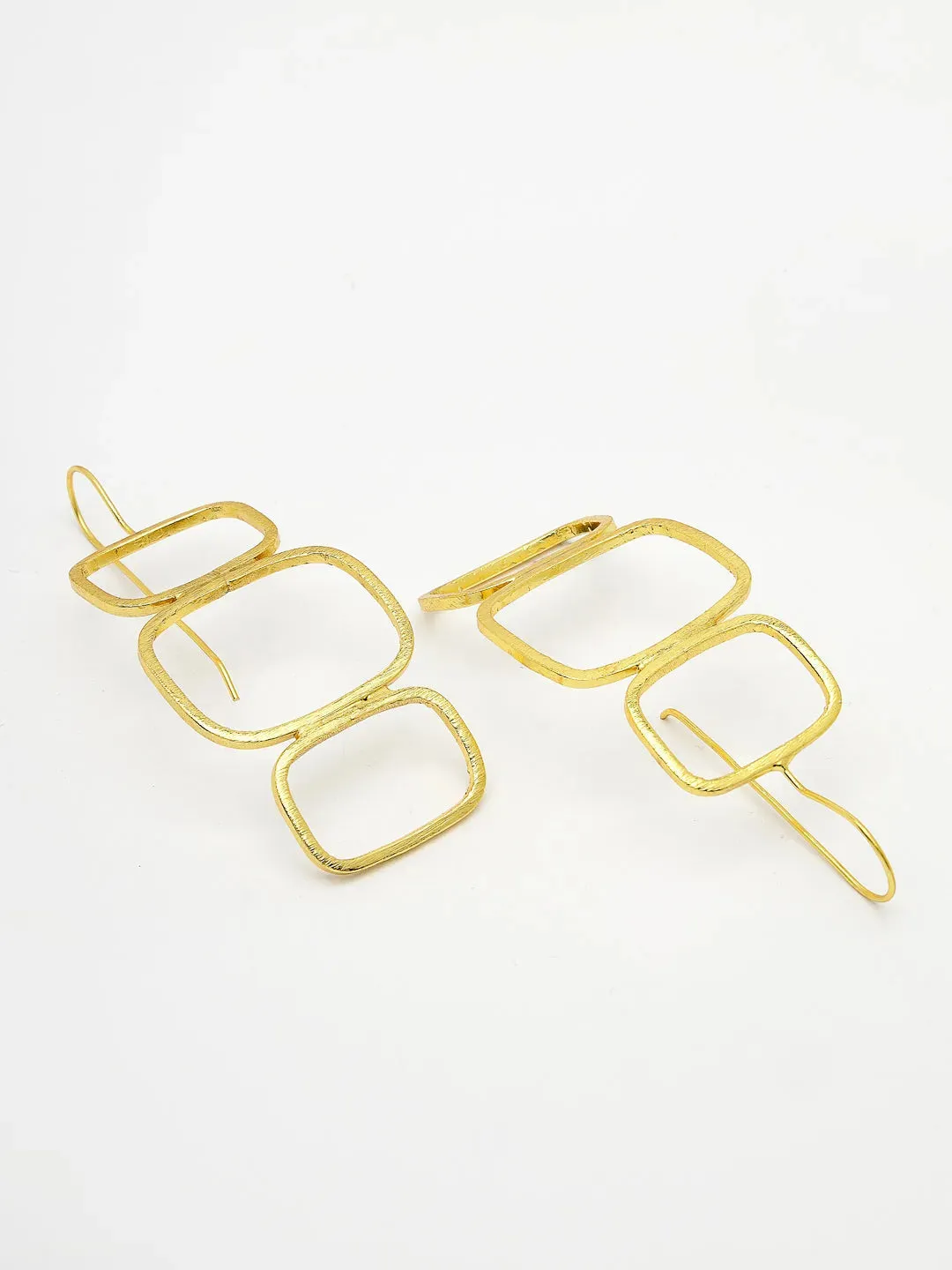 Gold-plated Contemporary Fish Hook Drop Earrings