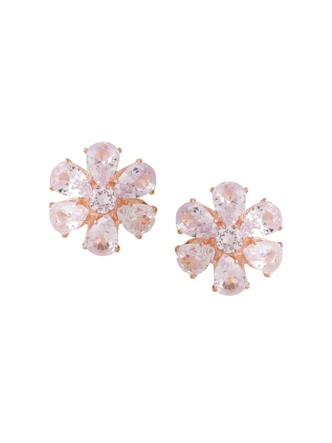 Golden CZ Studded Studs Earrings