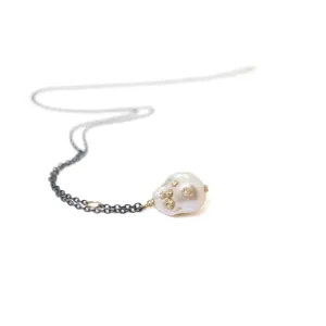 Grand Baroque Pearl with Gold Barnacles Necklace