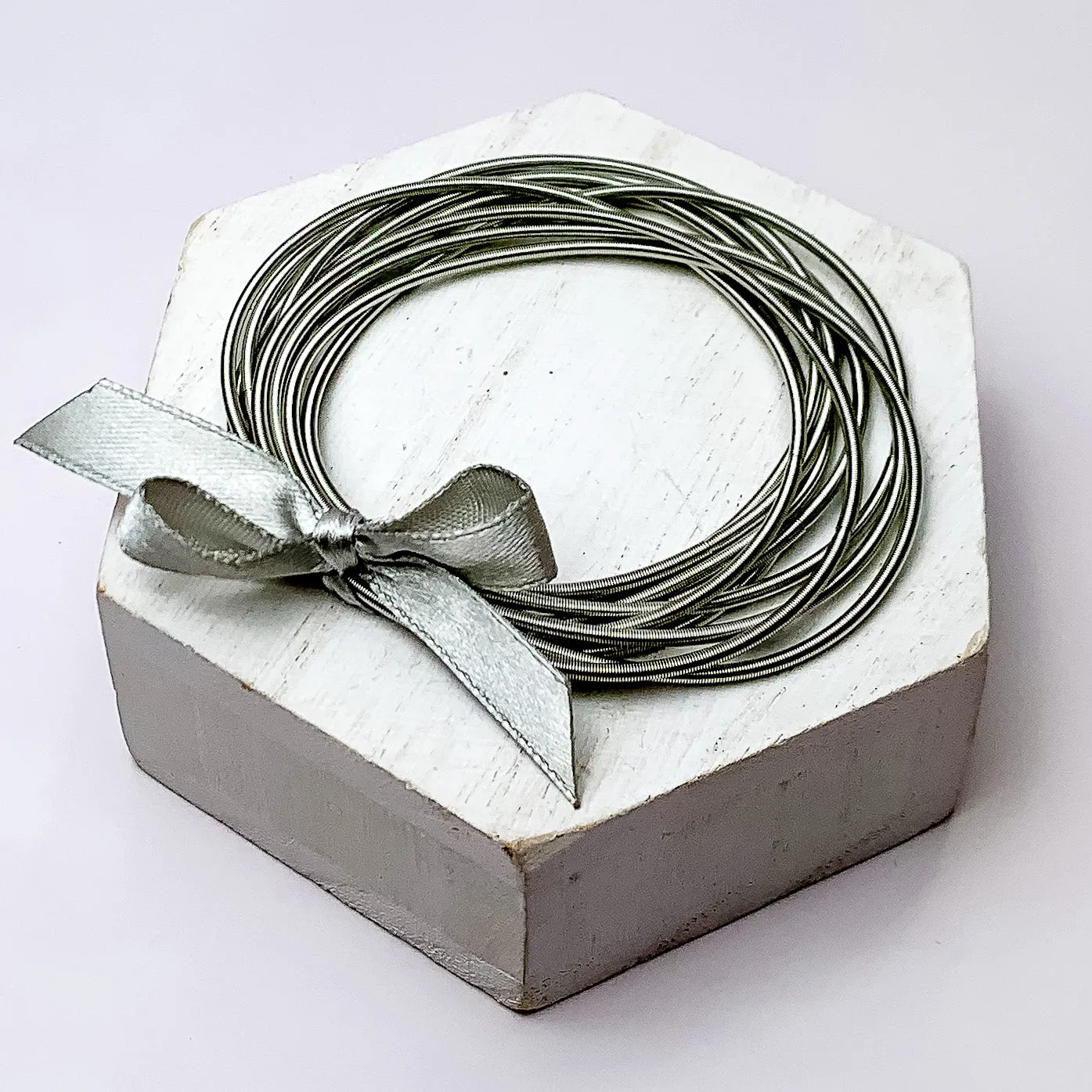 Guitar String Bracelets with Bow in Grey