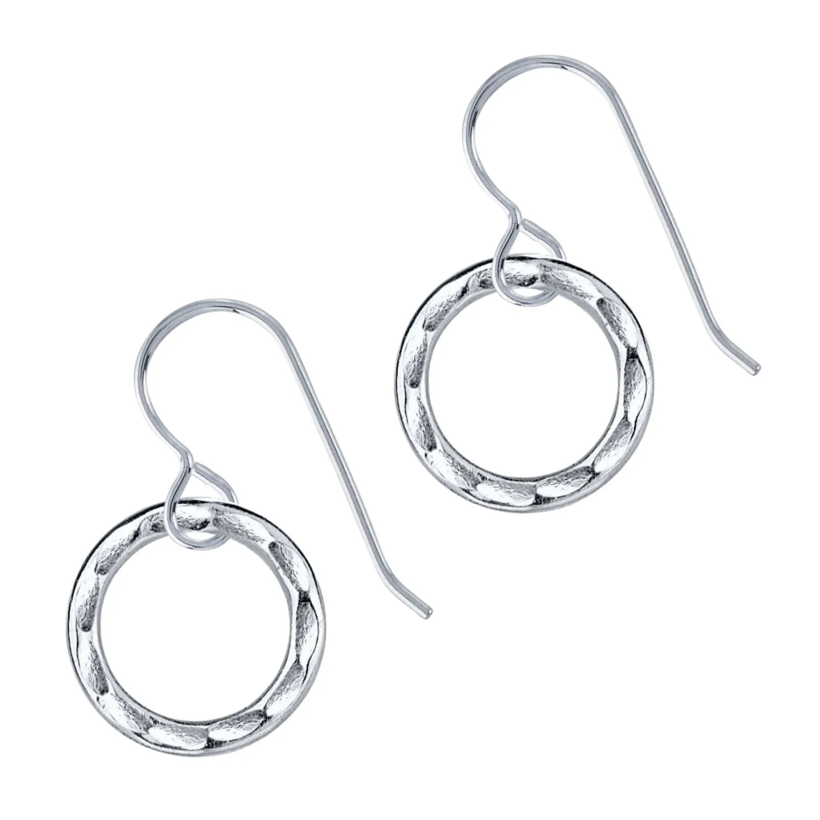 Hammered Open Circle Dangle Earrings