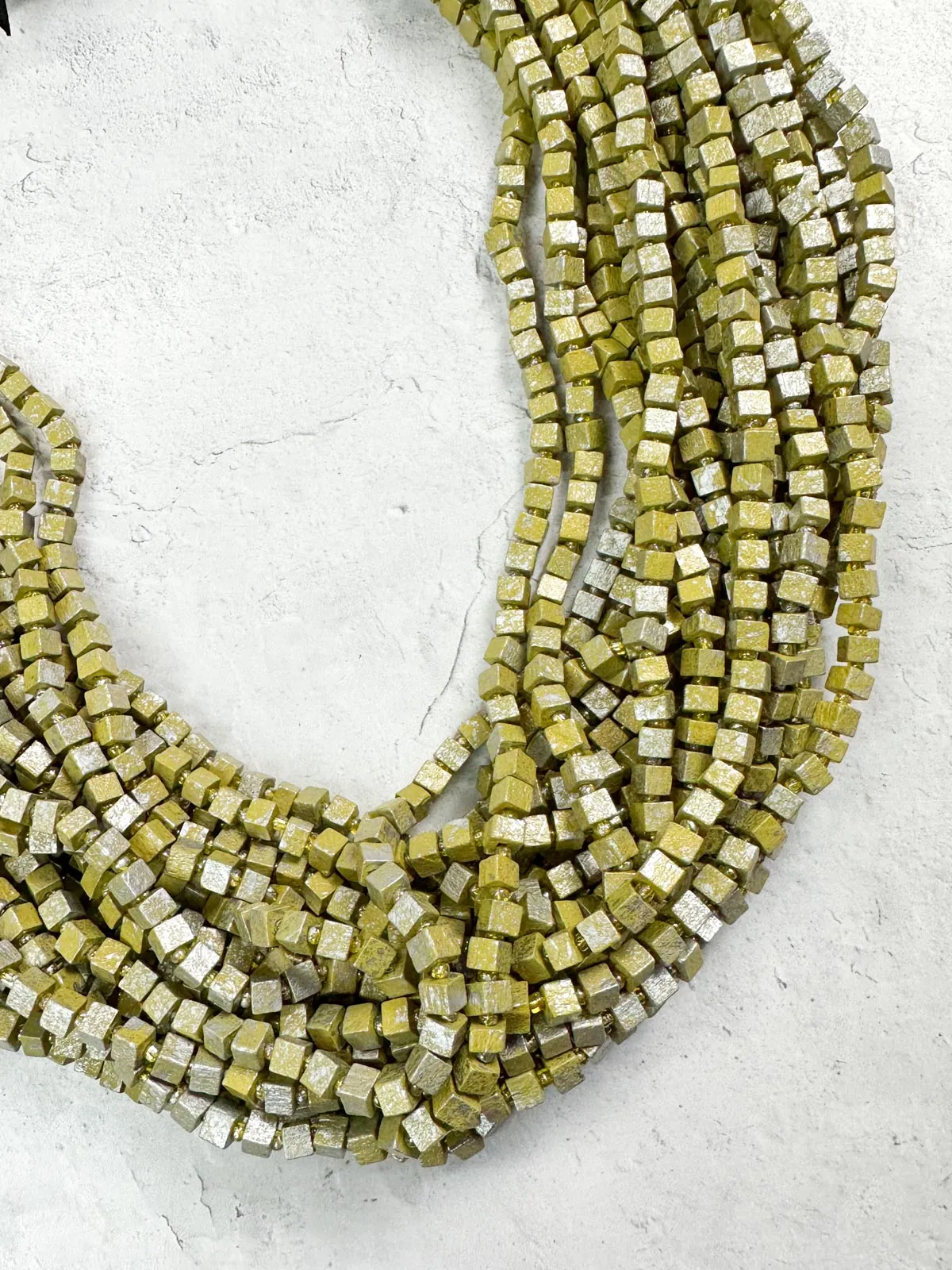 Hand Painted The Next Pashmina Beaded Necklace, Chartreuse/Silver