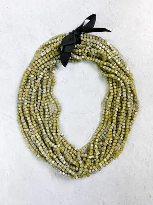 Hand Painted The Next Pashmina Beaded Necklace, Chartreuse/Silver