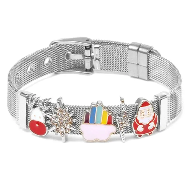 Heart Anchor Charm Bracelet Bangle