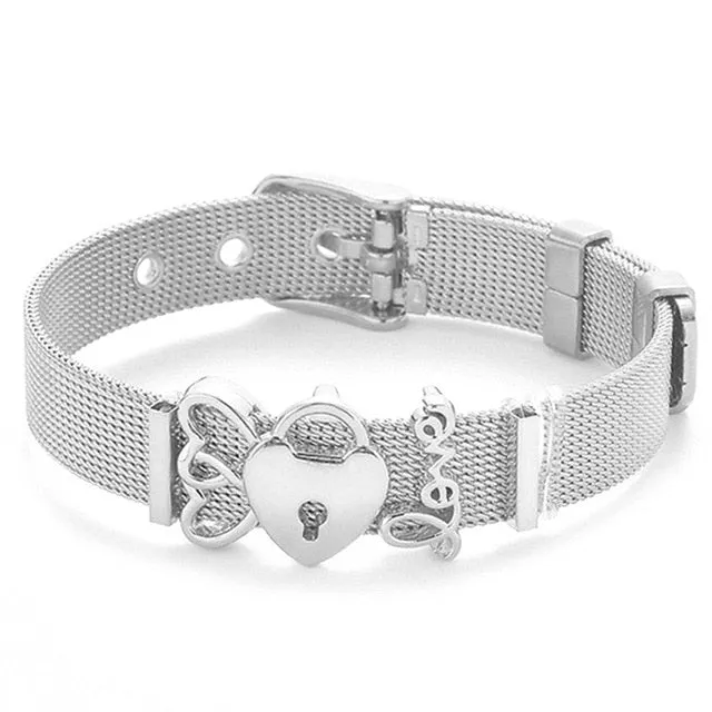 Heart Anchor Charm Bracelet Bangle