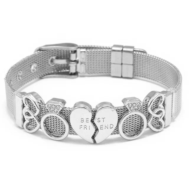 Heart Anchor Charm Bracelet Bangle