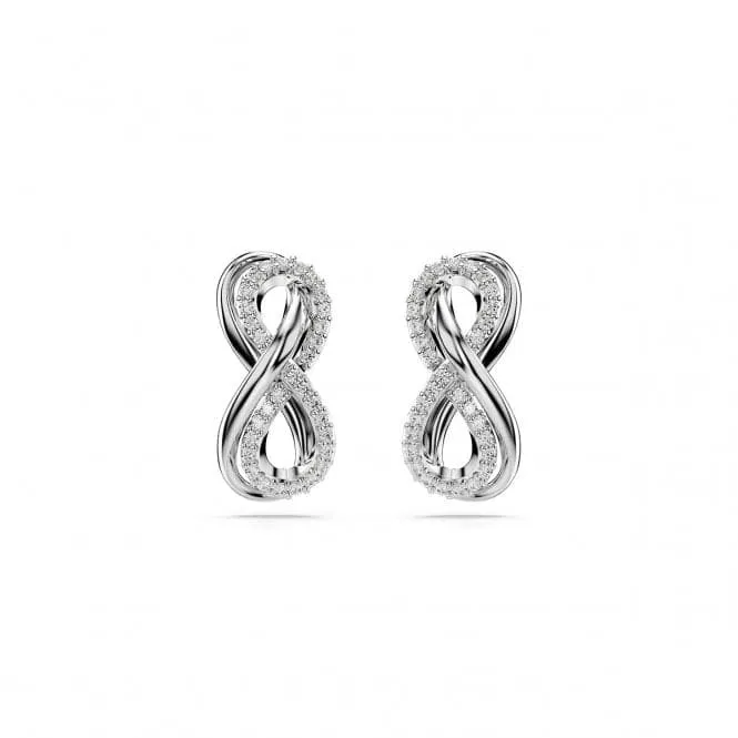 Hyperbola White Rhodium Plated Infinity Stud Earrings 5687269