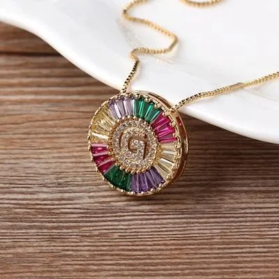 Initial Letter Colourful Women's Pendant Necklaces