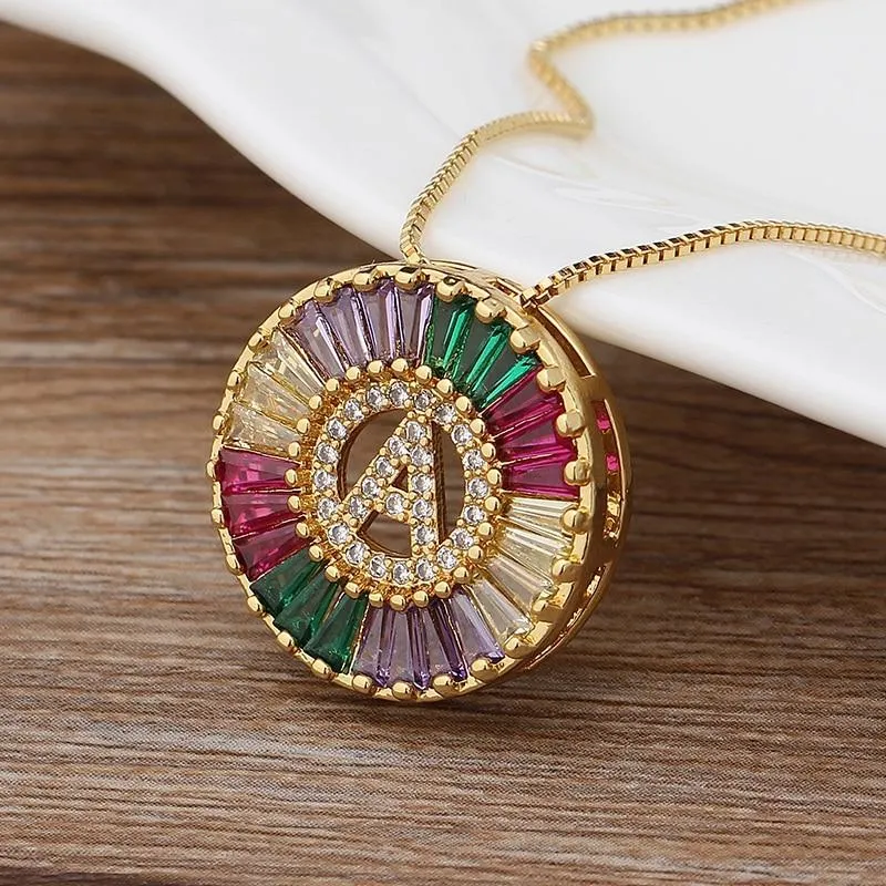 Initial Letter Colourful Women's Pendant Necklaces