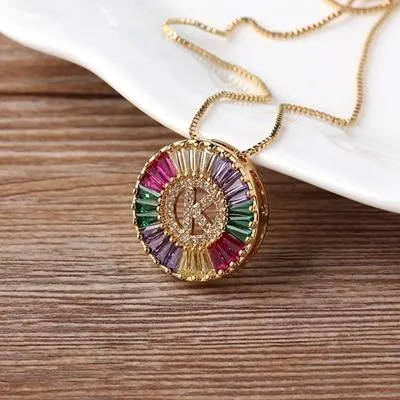 Initial Letter Colourful Women's Pendant Necklaces