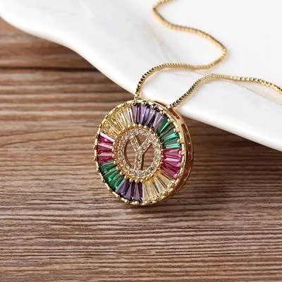 Initial Letter Colourful Women's Pendant Necklaces