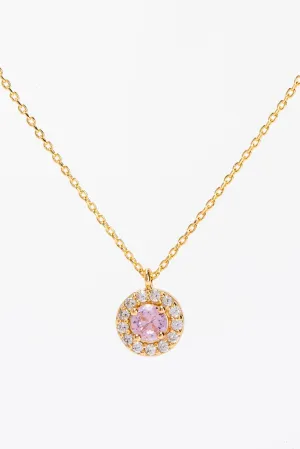 Jenna CZ Solitaire Bezzle Necklace - Gold Rose