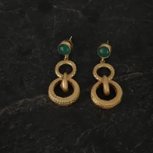 jewelry - berserk - Gold Plated Jade Double Loop Danglers