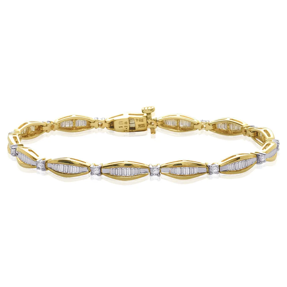 KATARINA 2 cttw Round and Baguette Cut Diamond Bracelet