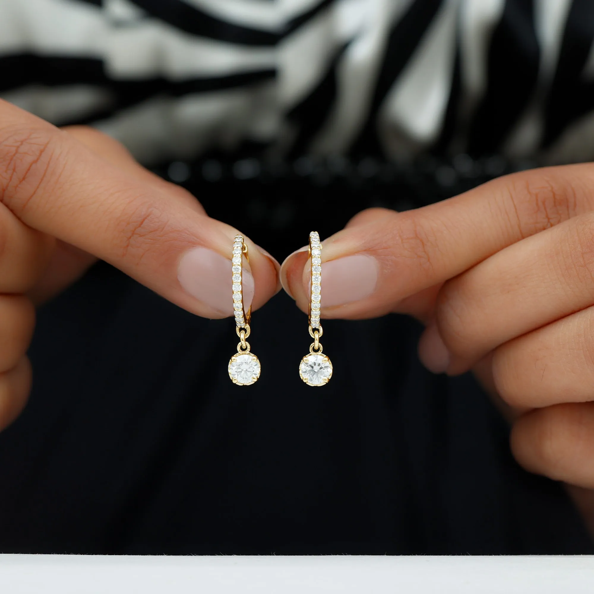 Lab Grown Diamond Minimal Hoop Drop Earrings