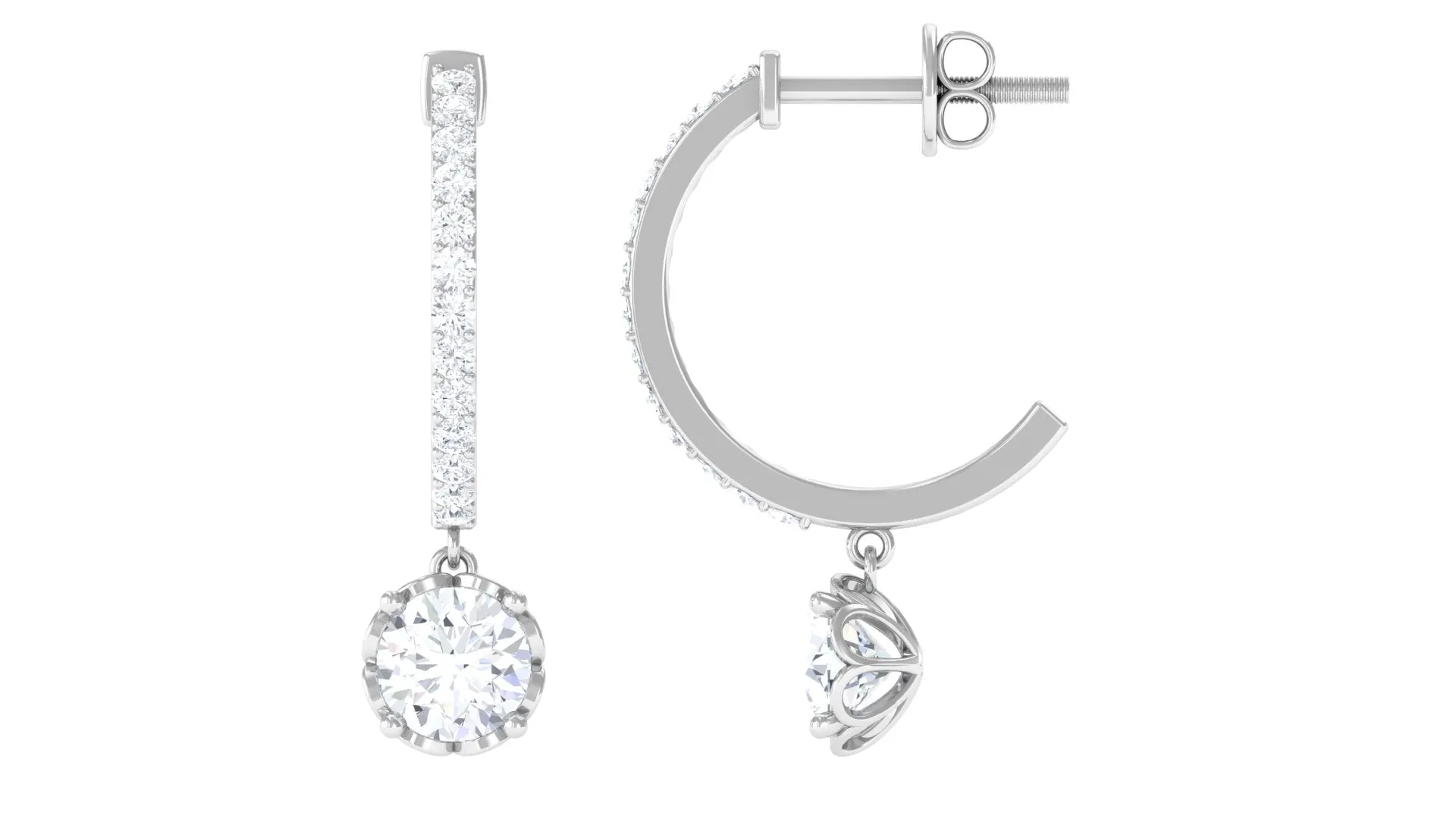 Lab Grown Diamond Minimal Hoop Drop Earrings