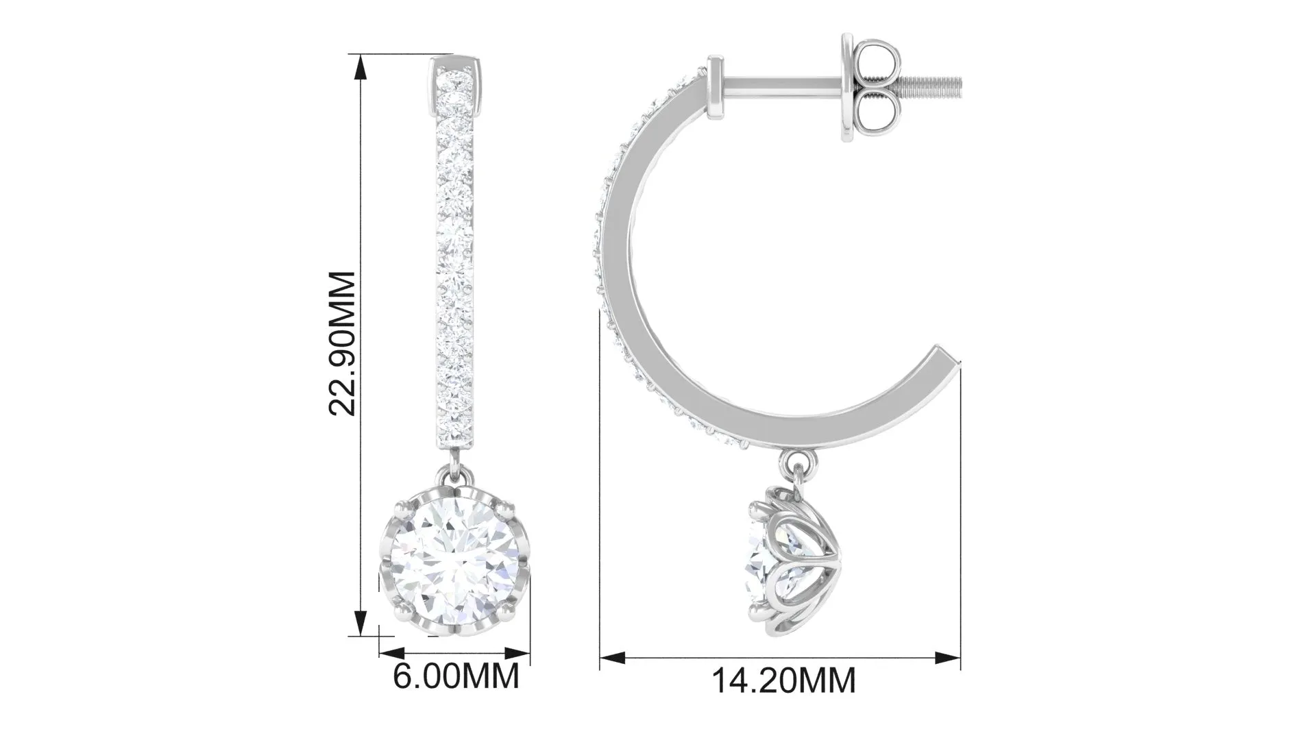 Lab Grown Diamond Minimal Hoop Drop Earrings