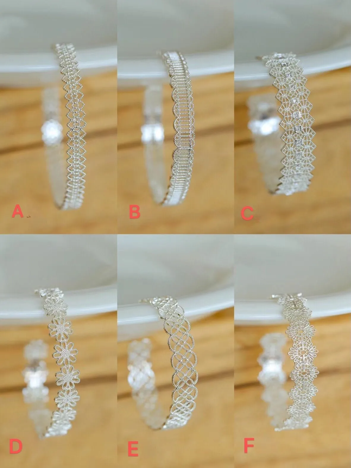 Lace Pattern Diamond Open Bangle