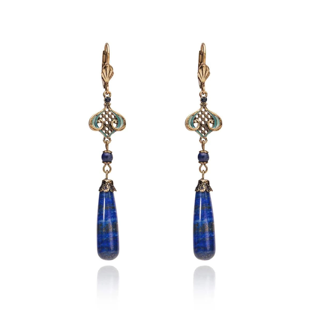 Lapis Stone Earrings: Natural Purple Stone Drop Earrings