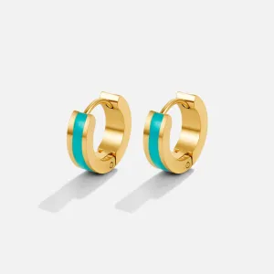 Leigh Teal Hoop Earrings