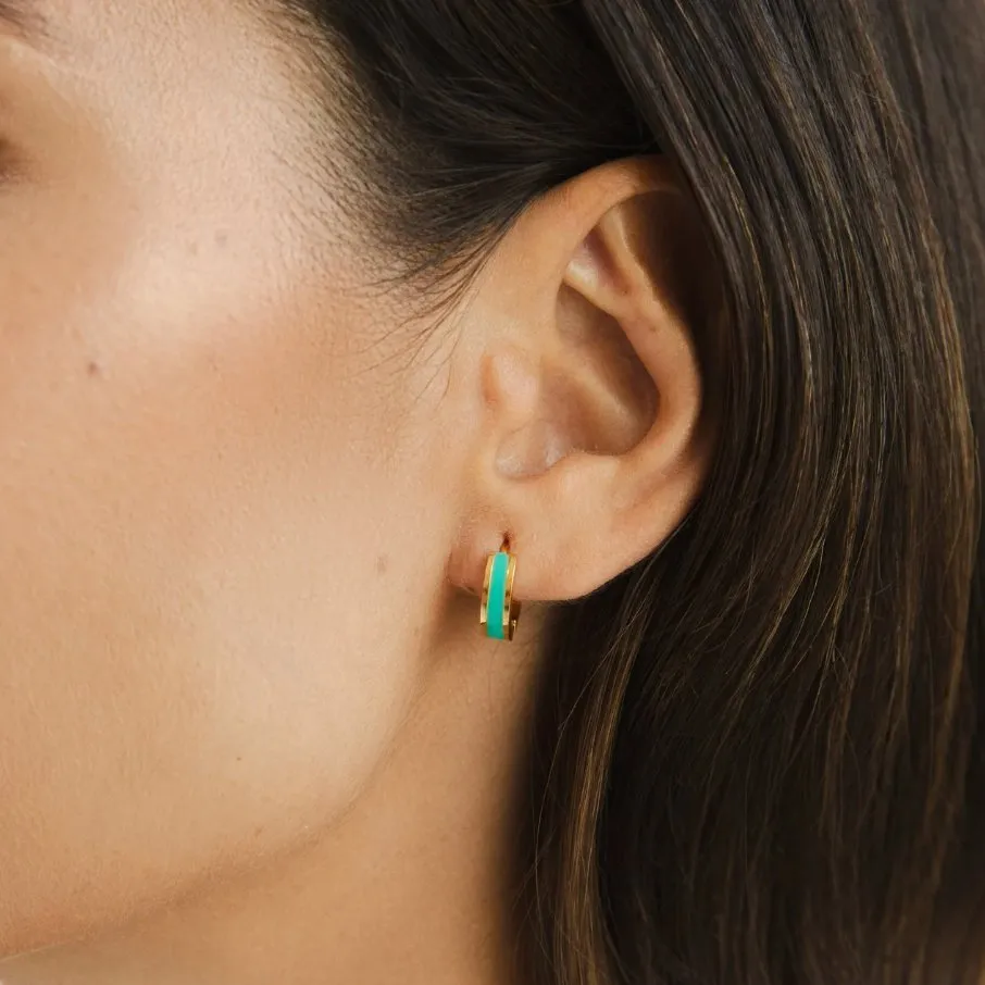 Leigh Teal Hoop Earrings