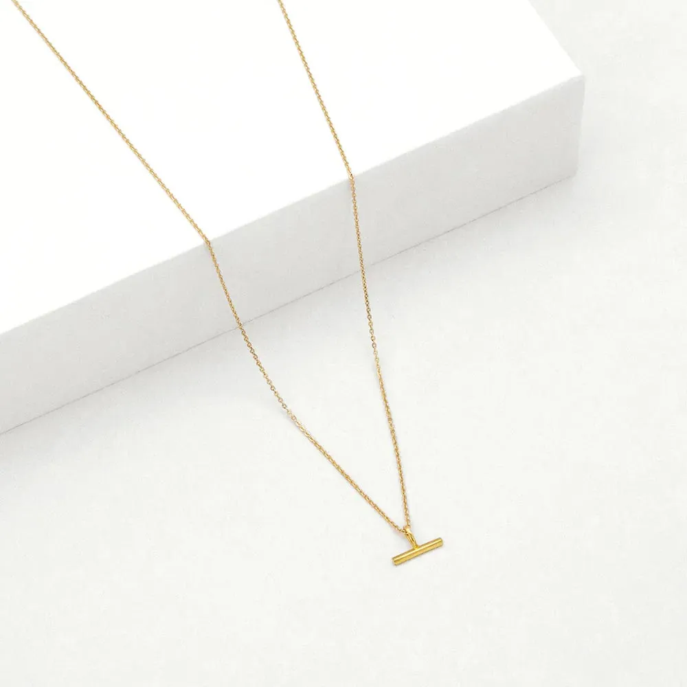 Mini T-Bar Necklace - Gold