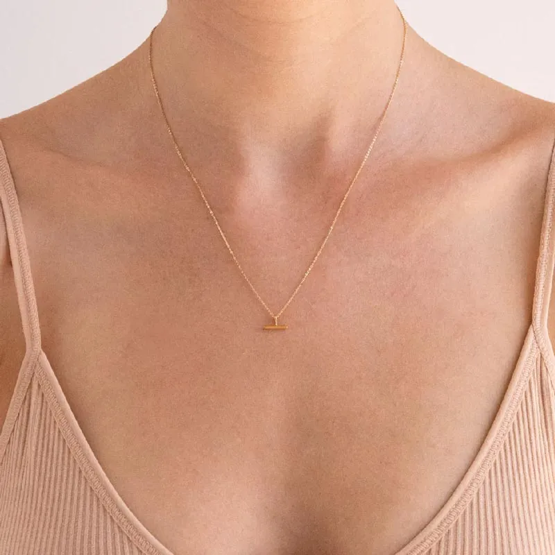 Mini T-Bar Necklace - Gold