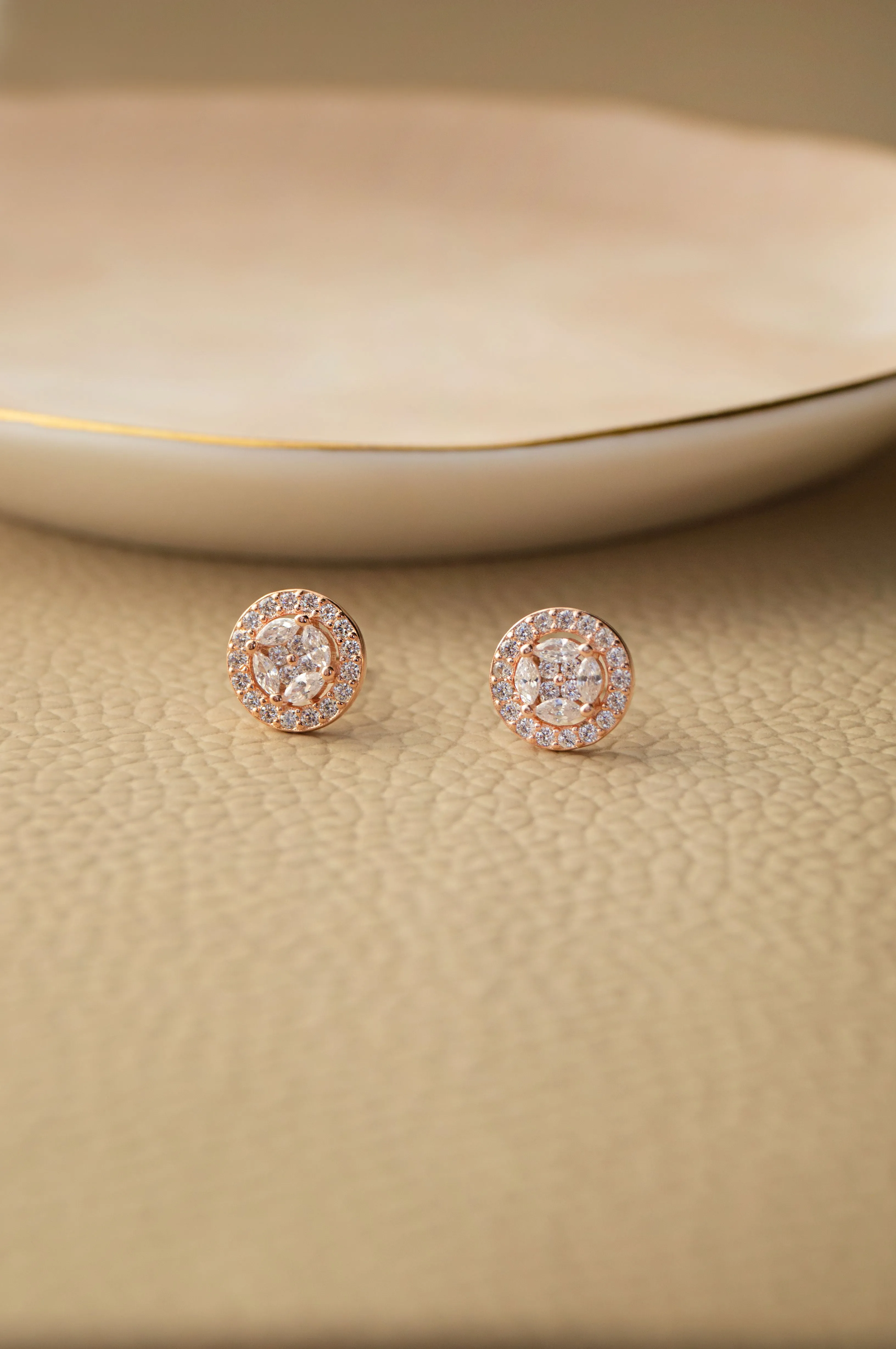 Minimal Cluster Rose Gold Plated Sterling Silver Stud Earrings