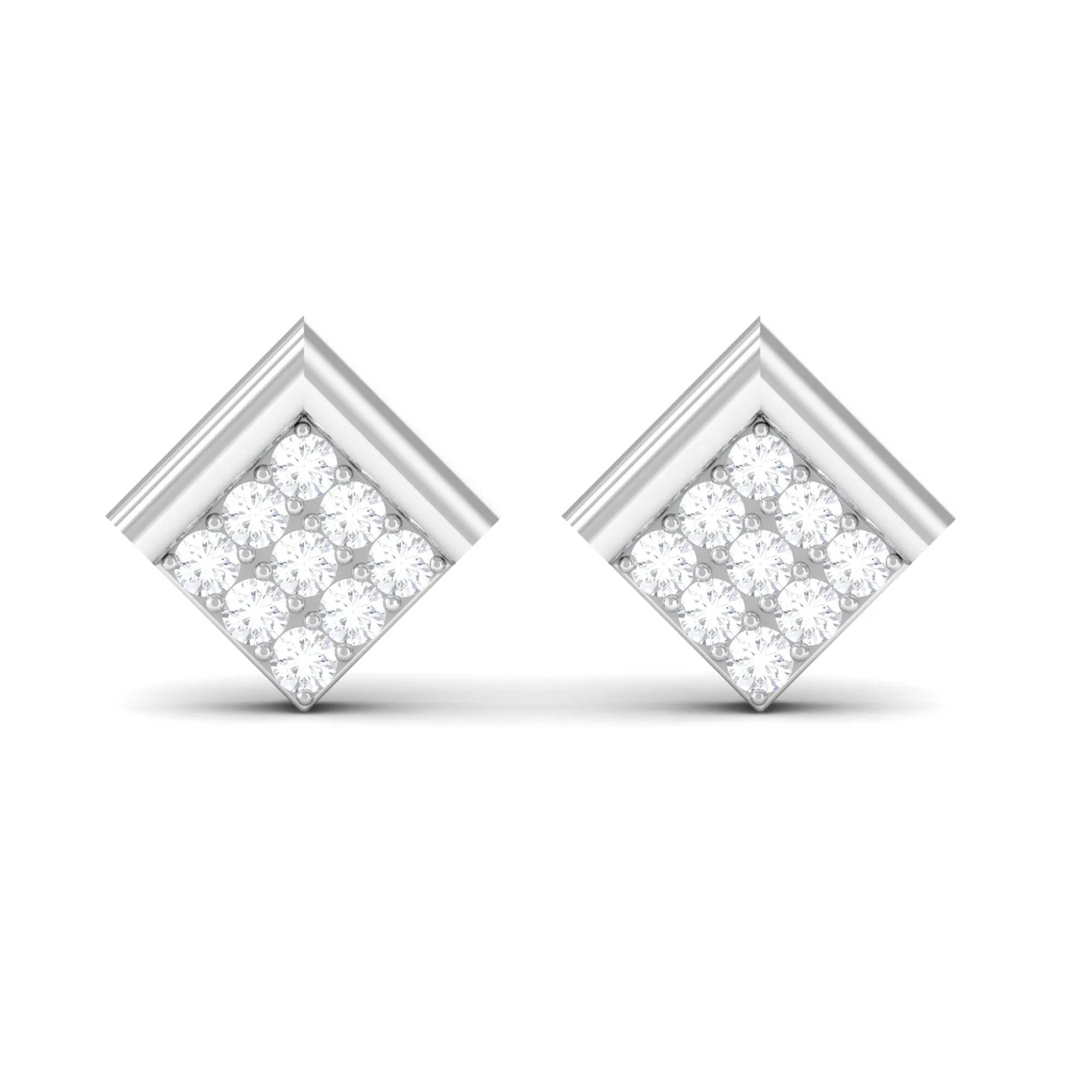 Minimal Diamond Diagonal Square Stud Earrings in Gold