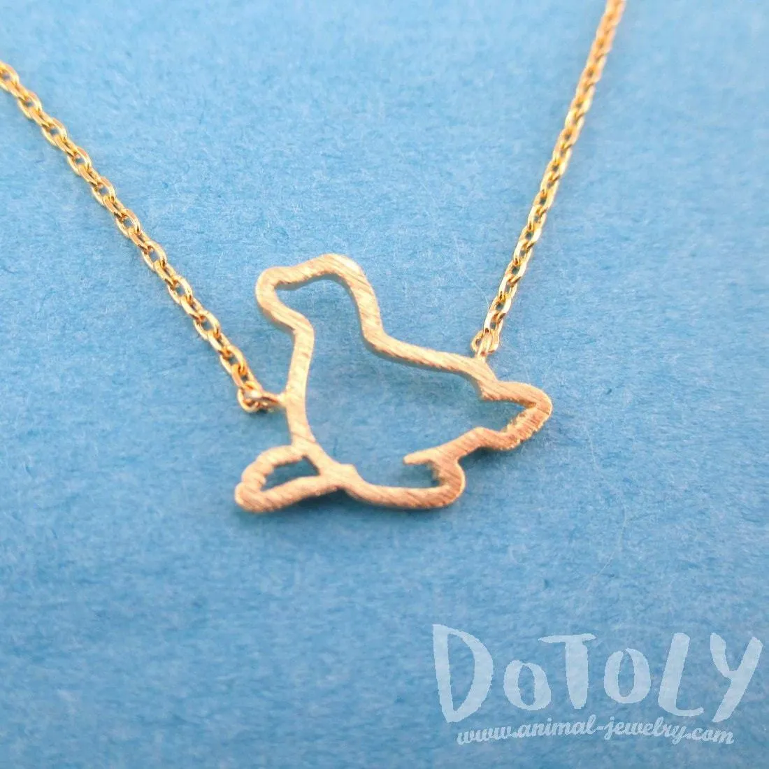 Minimal Sea Lion Seal Outline Shaped Charm Necklace in Gold | Animal Jewelry