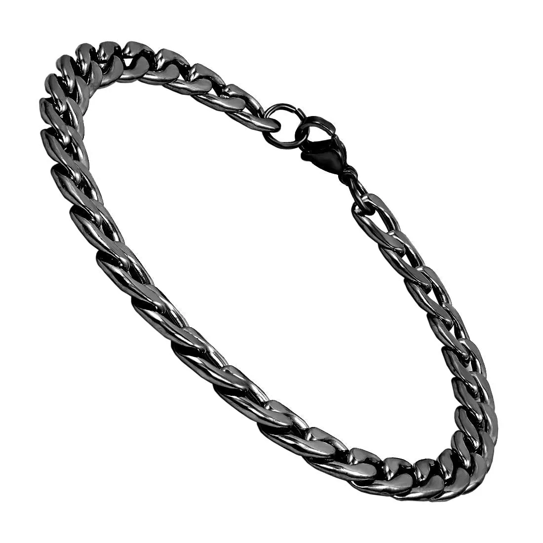 Nakabh 8 inch Stylish Chain Style Stainless Steel bracelets for men stylish Boys Unisex (Black)