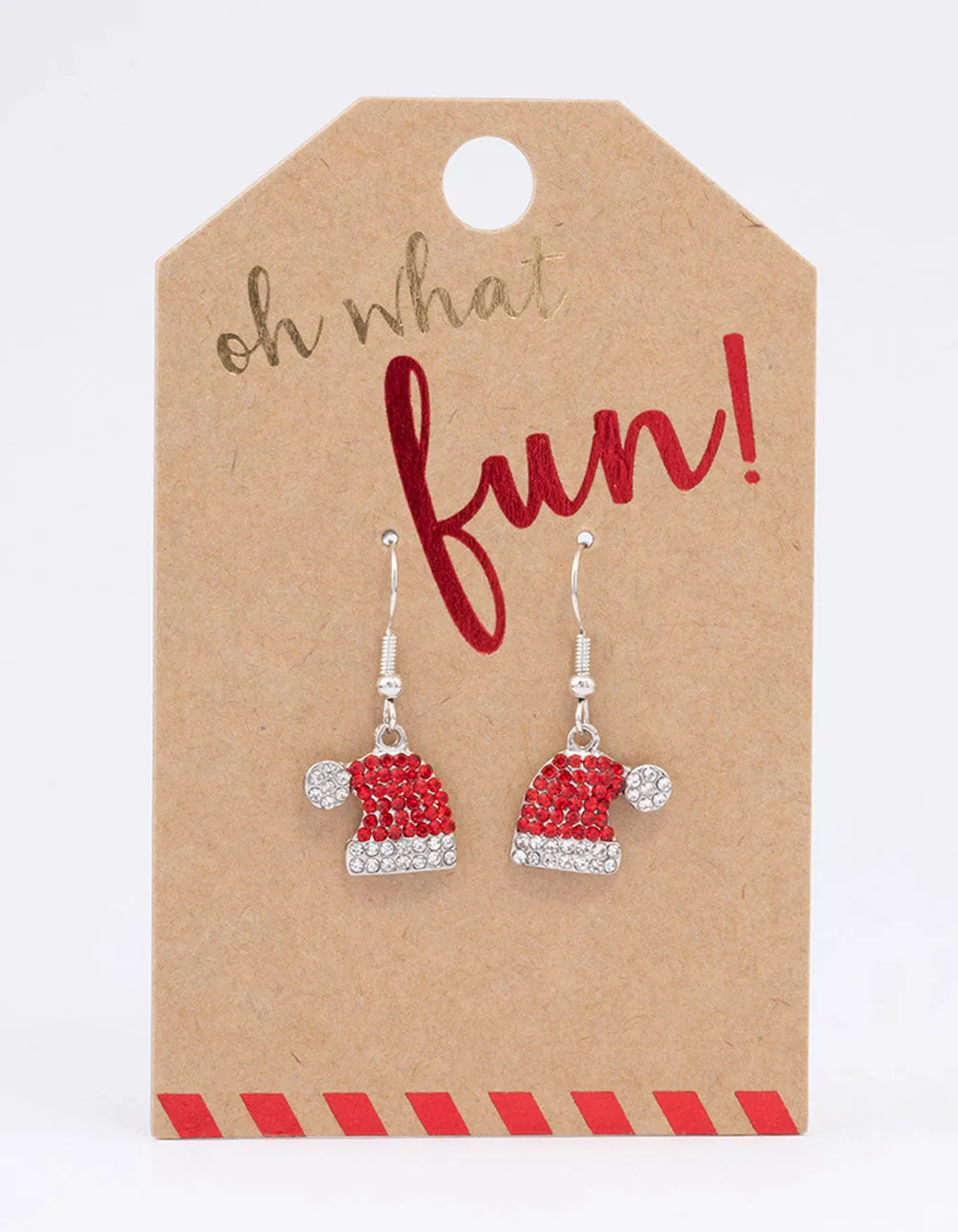 Red Diamante Santa Hat Drop Earrings