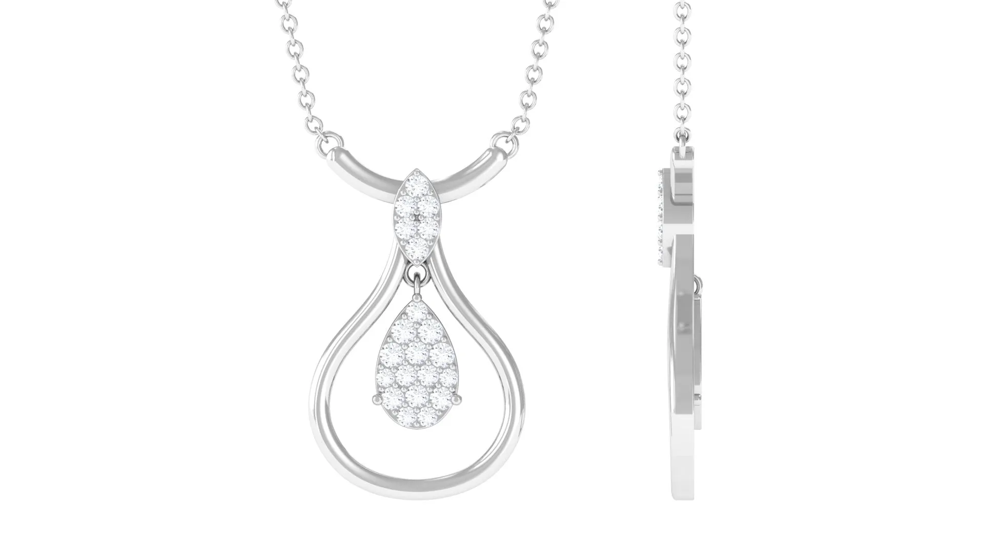 Round Diamond Minimal Teardrop Necklace