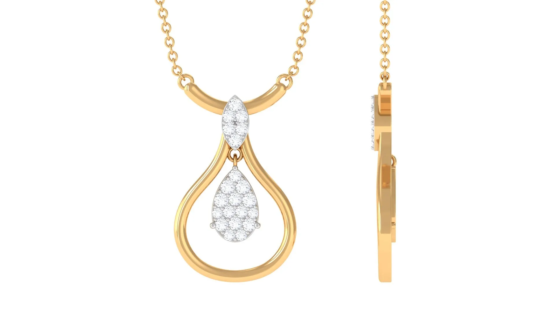 Round Diamond Minimal Teardrop Necklace